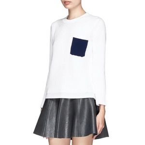 SANDRO ‘SHARLENE' CONTRAST POCKET COTTON SWEATER
